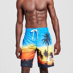 Men’s Corona Palm Trees Sunset BoardShorts